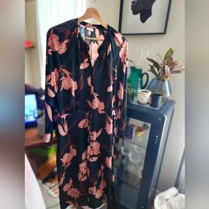 A New Day Hunter Green Button Dress with Flowers